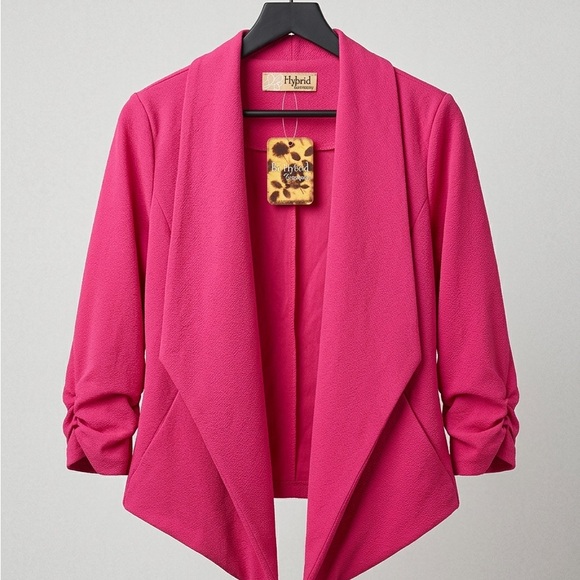 Hybrid & company Jackets & Blazers - Hybrid & company Women's Draped Open-Front Blazer - Hot Pink